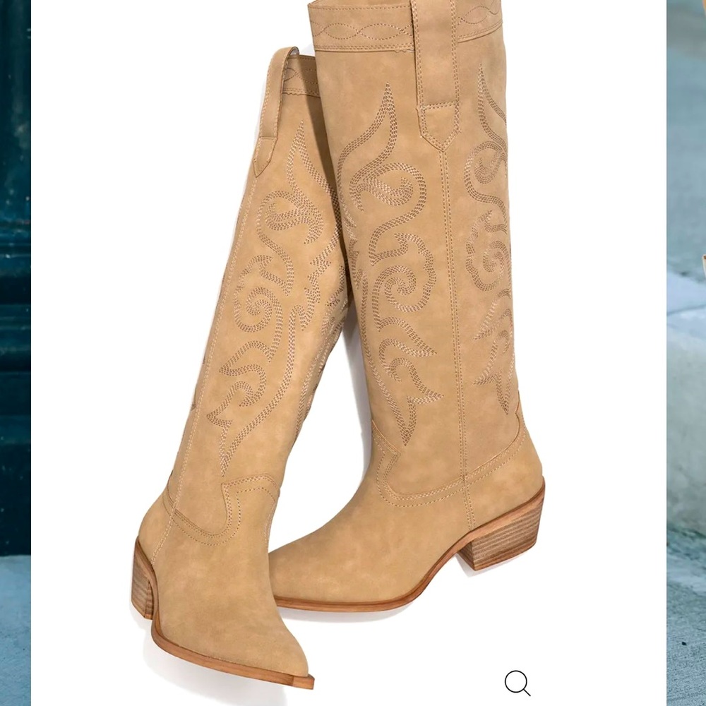 Western Faux Leather Boots-Brand New & never worn